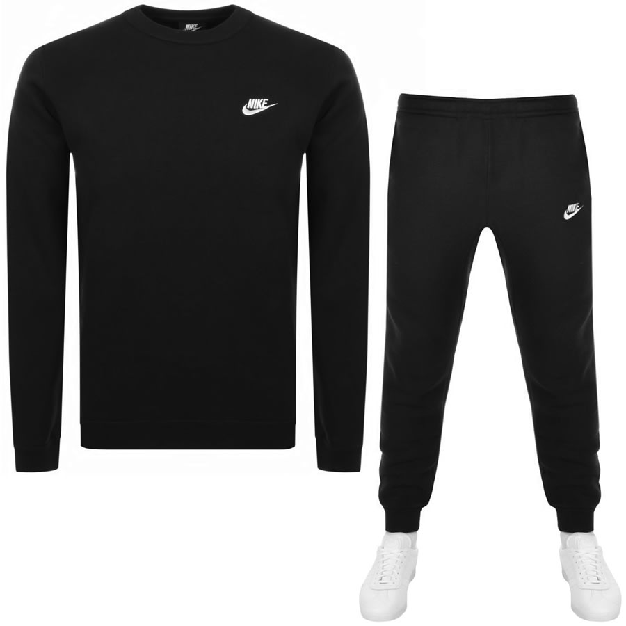 New This Week Product Nike Crew Neck Club Tracksuit Black